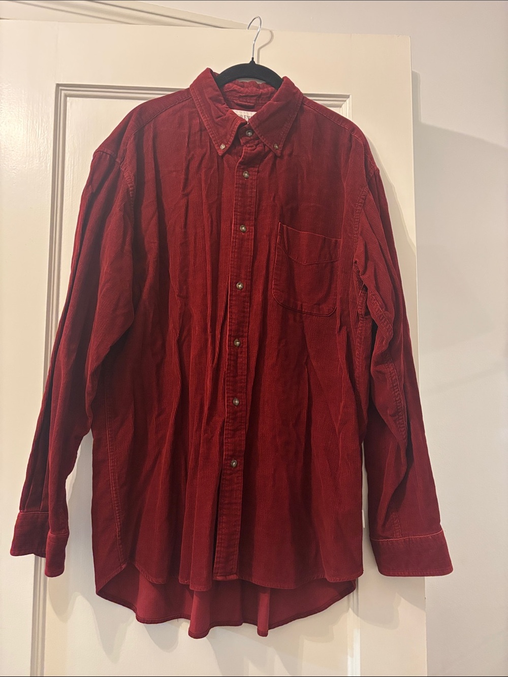 J. Crew Men's Corduroy Button-Down Shirt in Burgundy - hardly worn by hubby